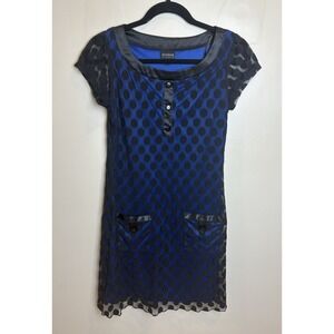 Enfocus Studio Polka Dot Lined Dress Black & Blue Women's Size 4